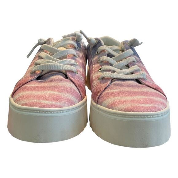 Roxy Sheilahh Slip-On Platform Sneaker Shoe Pink Blue White Tie Dye Stripe 8 - Picture 5 of 11